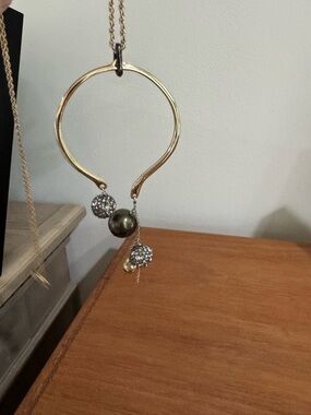 Alexis Bittar Gold-Tone Hoop Necklace with Crystal and Gunmetal Accents